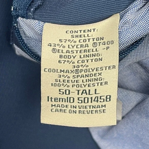 VTG LL Bean Travel Blazer Chore Field Jacket 50L Tall Cotton Canvas Coolmax Blue - Picture 5 of 15